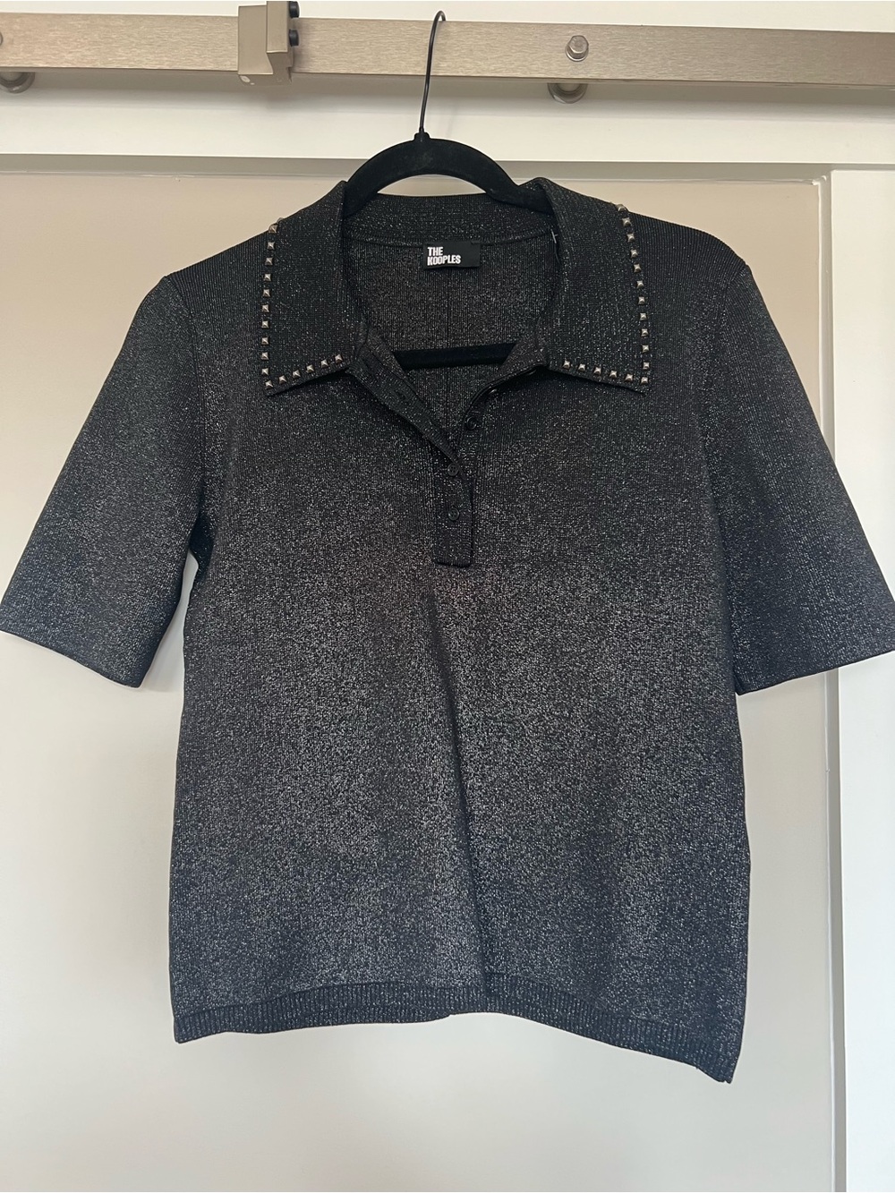 THE KOOPLES Black Metalic Polo Shirt NWT size L